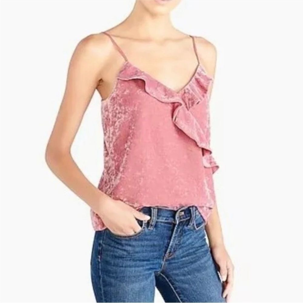 J. Crew Factory Pink Velvet Ruffle Tank Size XL